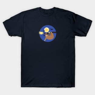 Sloth flying on witch broom T-Shirt